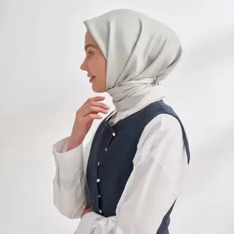 ARMANDA - 4400 Premium Twill İpek Eşarp - Gümüş