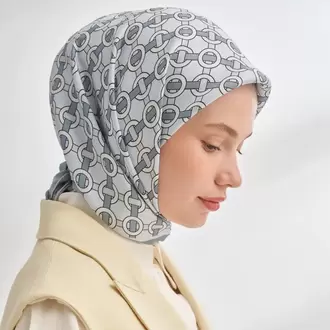 ARMANDA - 4350 Soil Desen Twill İpek Eşarp - Gri