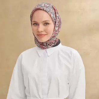  ARMANDA - 3156 Ayesha Desen Eşarp - Siyah Kırmızı