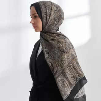ARMANDA -6036 Etnik Desen Şal - Siyah Altın