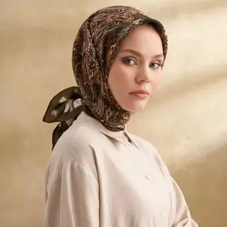 ARMANDA - 3152 Jardın Desen Eşarp - Haki