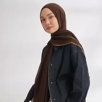 ARMANDA - 3352 Müslin Biyeli Şal - Acı Kahve