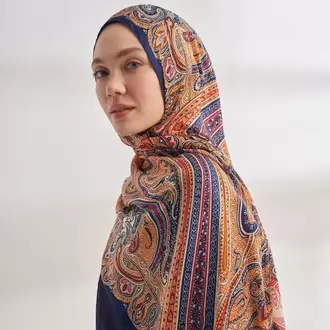 ARMANDA - 4456 Mystic Desen Şal - Lacivert Dore