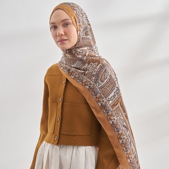 ARMANDA - 6035 Pashmina Desen Şal - Dore