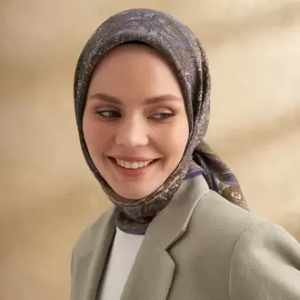 ARMANDA - 3155 Vintage Desen Eşarp - Leylak