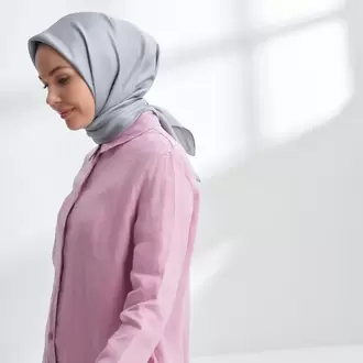 ARMANDA - 4400 Premium Twill İpek Eşarp - Gri