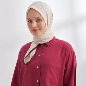 ARMANDA - 3353 Müslin Biyeli Eşarp - Bej