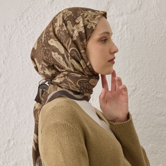 FRESH SCARFS - Elora Desen Pamuk İpek Eşarp - Camel