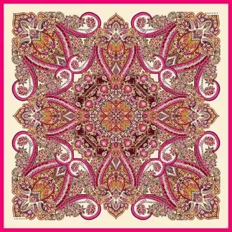 ARMANDA - 4352 Anesha Desen Twıll İpek Eşarp - Fuşya