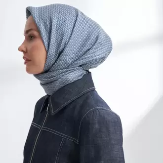 ARMANDA - 4303 NOIRE DESEN TWILL İPEK EŞARP - Lacivert
