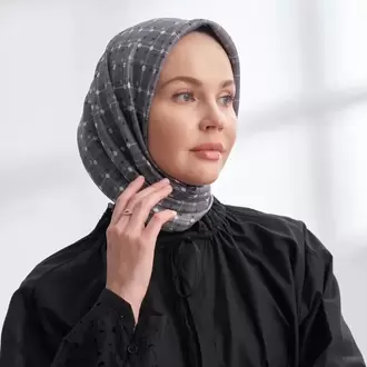 ARMANDA- 4306 Orbıs Desen Twıll İpek Eşarp - Gri Füme