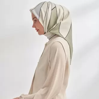 ARMANDA - 4355 İnaya Desen Twill İpek Eşarp - Keten Yeşili