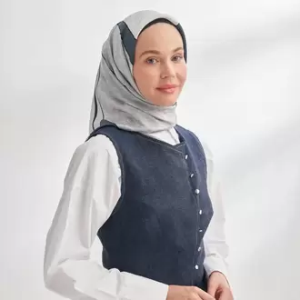 ARMANDA - 4355 İnaya Desen Twill İpek Eşarp - İndigo