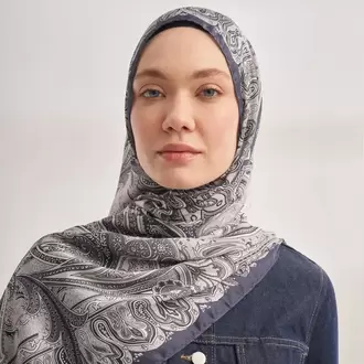 ARMANDA - 4456 Mystic Desen Şal - Lacivert Krem