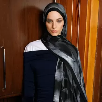 MOONCORN - Fleur Desen Rami Şal - Siyah
