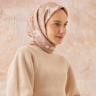 Fresh Scarfs - Luna Desen Pamuk İpek Eşarp - Pudra