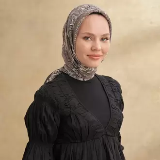 ARMANDA - 3156 Ayesha Desen Eşarp - Siyah Dore