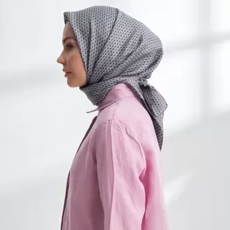 ARMANDA - 4303 NOIRE DESEN TWILL İPEK EŞARP - Füme
