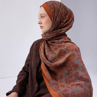SİLK HOME - Urban Hours Harmony Yeşil Gri Mayda Şal 190X70