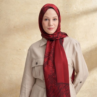 Armanda - 3304 Fiori Jakar Leopar Desen - Bordo