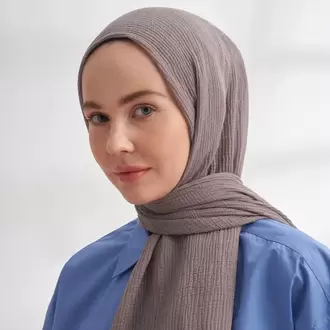 ARMANDA - 3352 Müslin Biyeli Şal - Koyu Gri