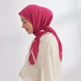 ARMANDA - 3353 Müslin Biyeli Eşarp - Fuşya