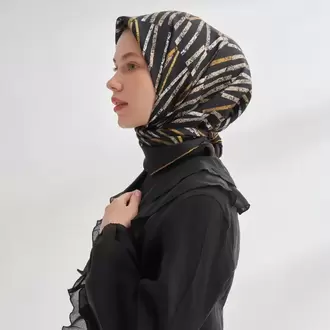 ARMANDA - 4353 Rora Desen Twill İpek Eşarp - Siyah