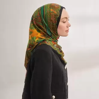 ARMANDA - 4456 Mystic Desen Şal - Siyah Orange