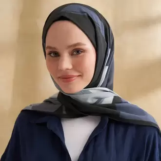 ARMANDA- 3383 İpek Pamuk Sarah Desen Şal - Siyah Gri