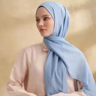 ARMANDA - 3009 Rustik Pamuksu Şal - Kot Mavisi