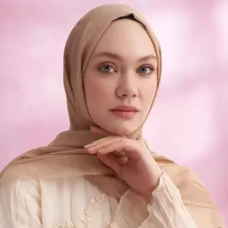 ARMANDA - 3324 İpekli Ruby Şal - Koyu Bej