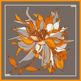 ARMANDA - 4356 Ivory Desen Twill İpek Eşarp - Vizon Orange