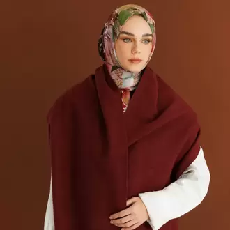 MOONCORN - Çift Yönlü Yün Atkı - Acı Kahve - Bordo