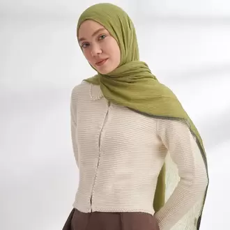 ARMANDA - 3352  Müslin Biyeli Şal - OLİVE