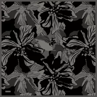 ARMANDA - 4351 Dahlia Desen Twill İpek Eşarp - Siyah Füme