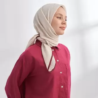 ARMANDA - 3353 Müslin Biyeli Eşarp - Bej