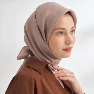 ARMANDA - 4400 Premium Twill İpek Eşarp  - Vizon