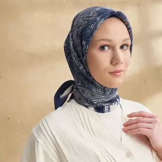 ARMANDA - 3152 Jardın Desen Eşarp - Lacivert