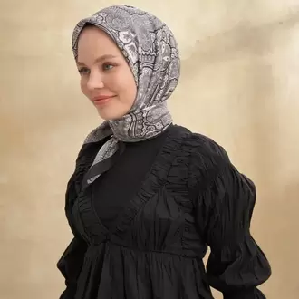 ARMANDA - 3156 Ayesha Desen Eşarp - Siyah Gri