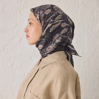 FRESH SCARFS - Elora Desen Pamuk İpek Eşarp - Koyu Mor