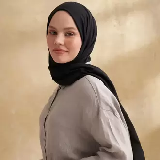 ARMANDA - 3009 Rustik Pamuksu Şal - Siyah