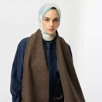 MOONCORN - Çift Yönlü Yün Atkı - Vizon-Latte