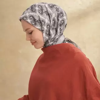 ARMANDA - 3151 Gaina Desen Eşarp - Gümüş