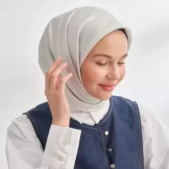 ARMANDA - 4400 Premium Twill İpek Eşarp - Gümüş