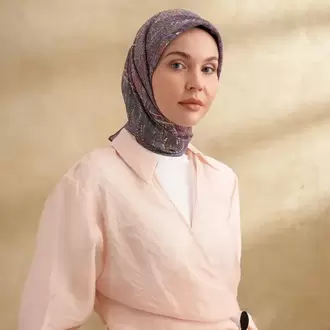 ARMANDA - 3155 Vintage Desen Eşarp - Lila