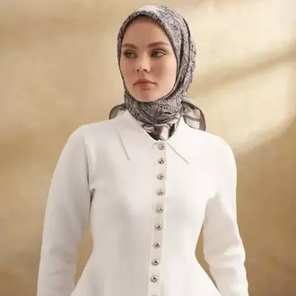 ARMANDA - 3152 Jardın Desen Eşarp - Koyu Gri