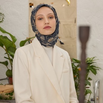 FRESH SCARFS - Elora Desen Pamuk İpek Eşarp - Antrasit
