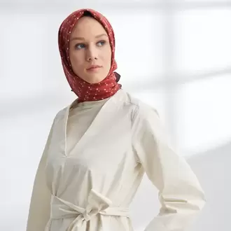 ARMANDA- 4306 Orbıs Desen Twıll İpek Eşarp - Bordo