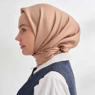 ARMANDA - 4400 Premium Twill İpek Eşarp - Kamel