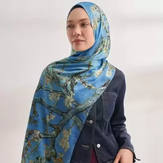 ARMANDA - 4464 Van Gogh Şal - Kot Mavisi